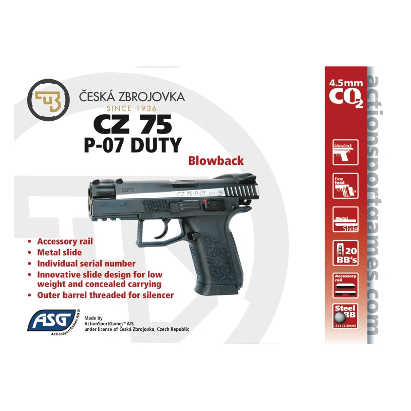 ASG CZ75 P07 Duty Çift Renk Blowback Havalı Tabanca (16533)