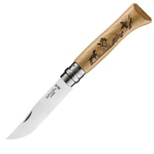 Opinel Inox Animalia No:8 Meşe Saplı Köpek Desenli Paslanmaz Çelik Çakı