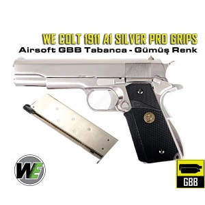 We Colt 1911 A1 Silver Pro Grips Airsoft Tabanca