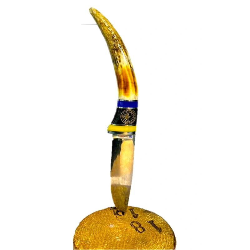 El Yapımı 4116 Çelik Fenerbahçe Logolu Geyik Boynuzu Kabza Avcı Bıçağı